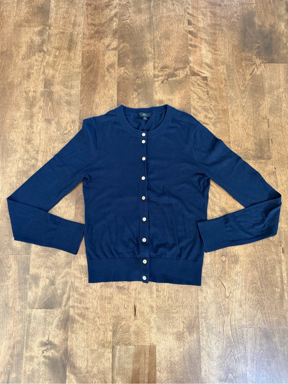 J. Crew Navy Crewneck Button-Front Cardigan